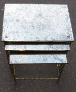 1950/70 Série de 3 Tables Gigognes Modèle Bambou avec Pieds Maison Baguès