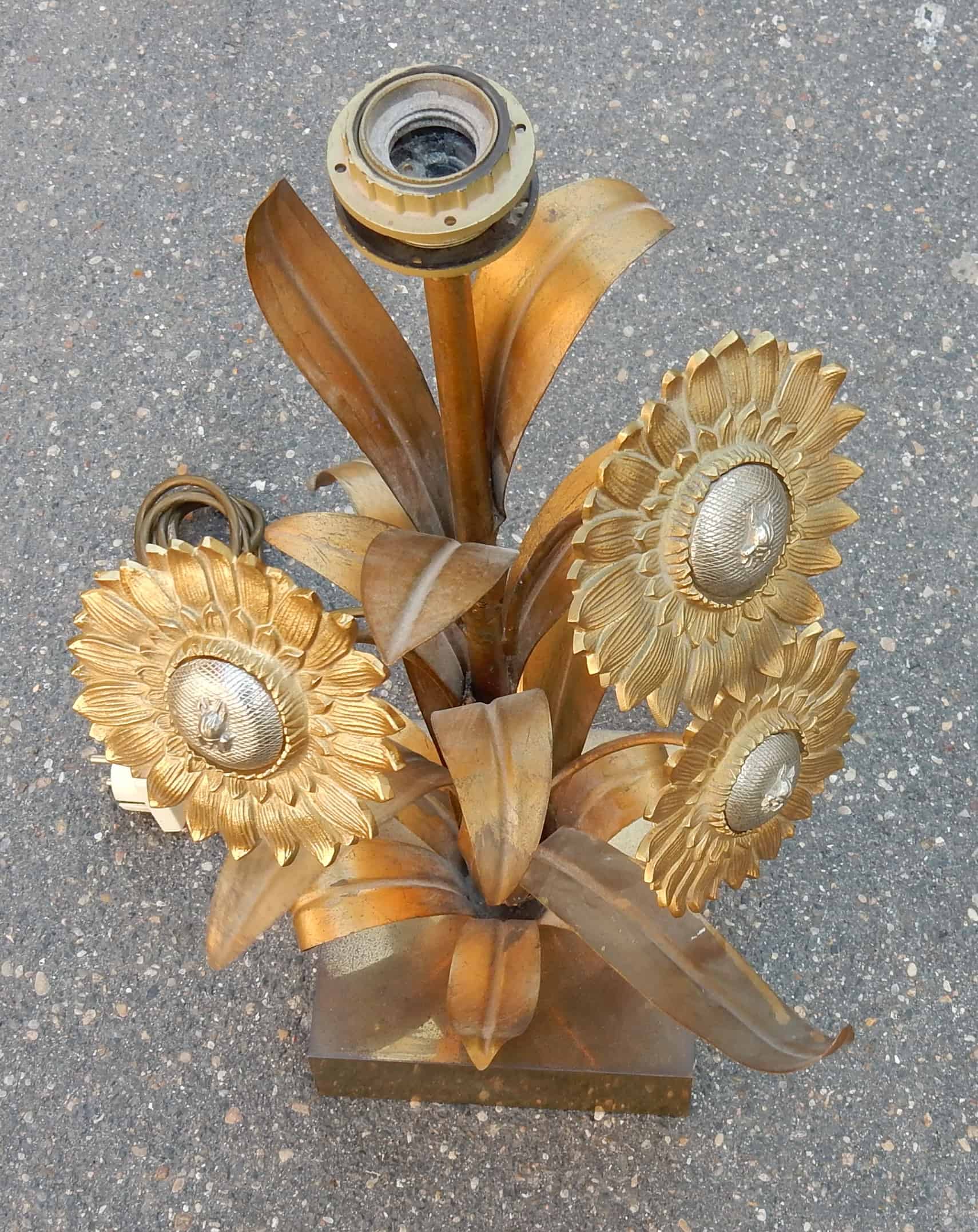 1970′ Lampe aux Tournesols Style Maison Jansen - Image 2