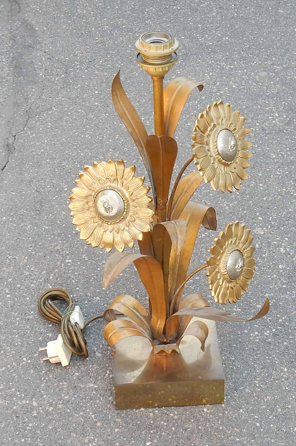 1970′ Lampe aux Tournesols Style Maison Jansen - Image 4