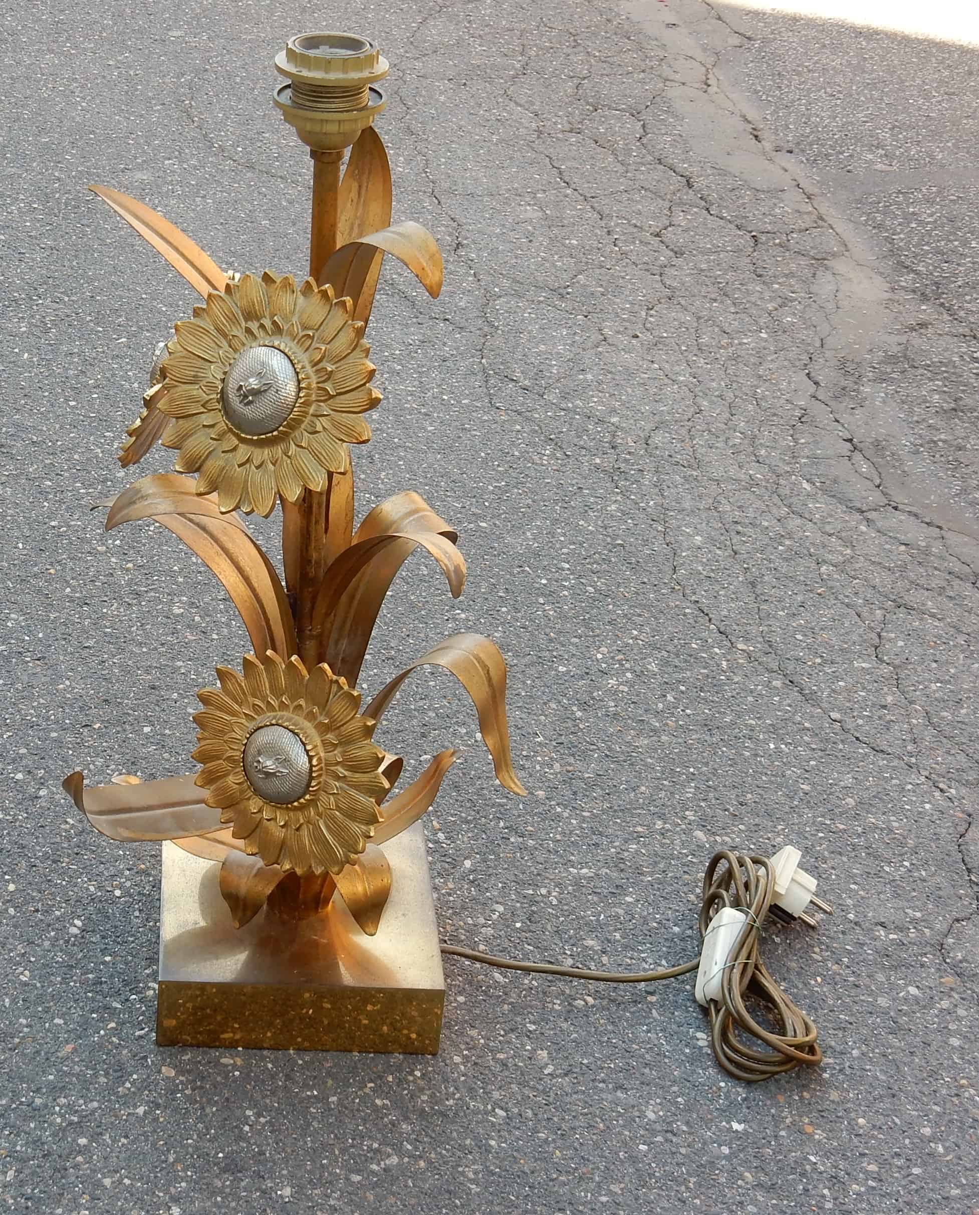 1970′ Lampe aux Tournesols Style Maison Jansen - Image 7