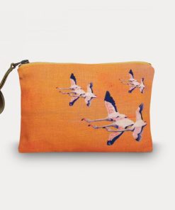 Pochette Lin Flamingos Orange | Maison Levy