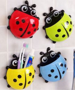 Porte Brosse à Dents et Dentifrice en Coccinelle avec Ventouse