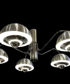 LUSTRE des années 1970 en chromé mate et brillant 5 lumières