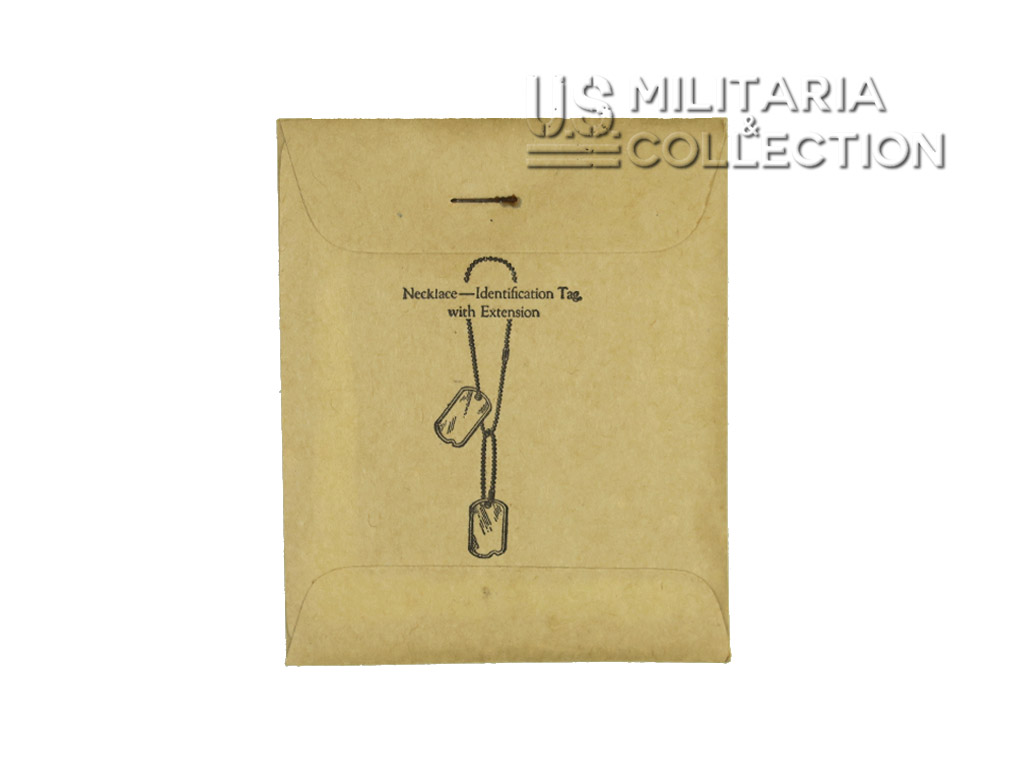 Chaînes plaques d’identité, Dog Tags, 1944. Neuves de stock dans emballage. - Image 2