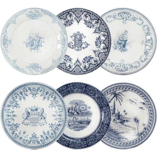 Lot de 6 Assiettes Plates Extra Bleues, Les dépareillées Bleues | Gien